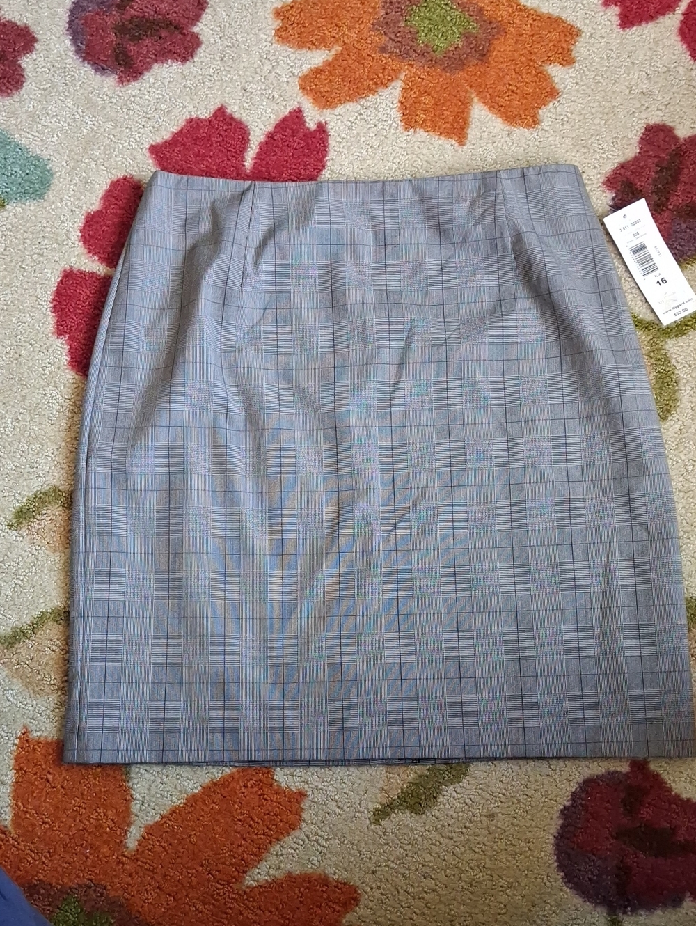 Alia Gray Plaid Pencil Skirt